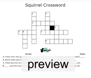 free squirrel crossword kids